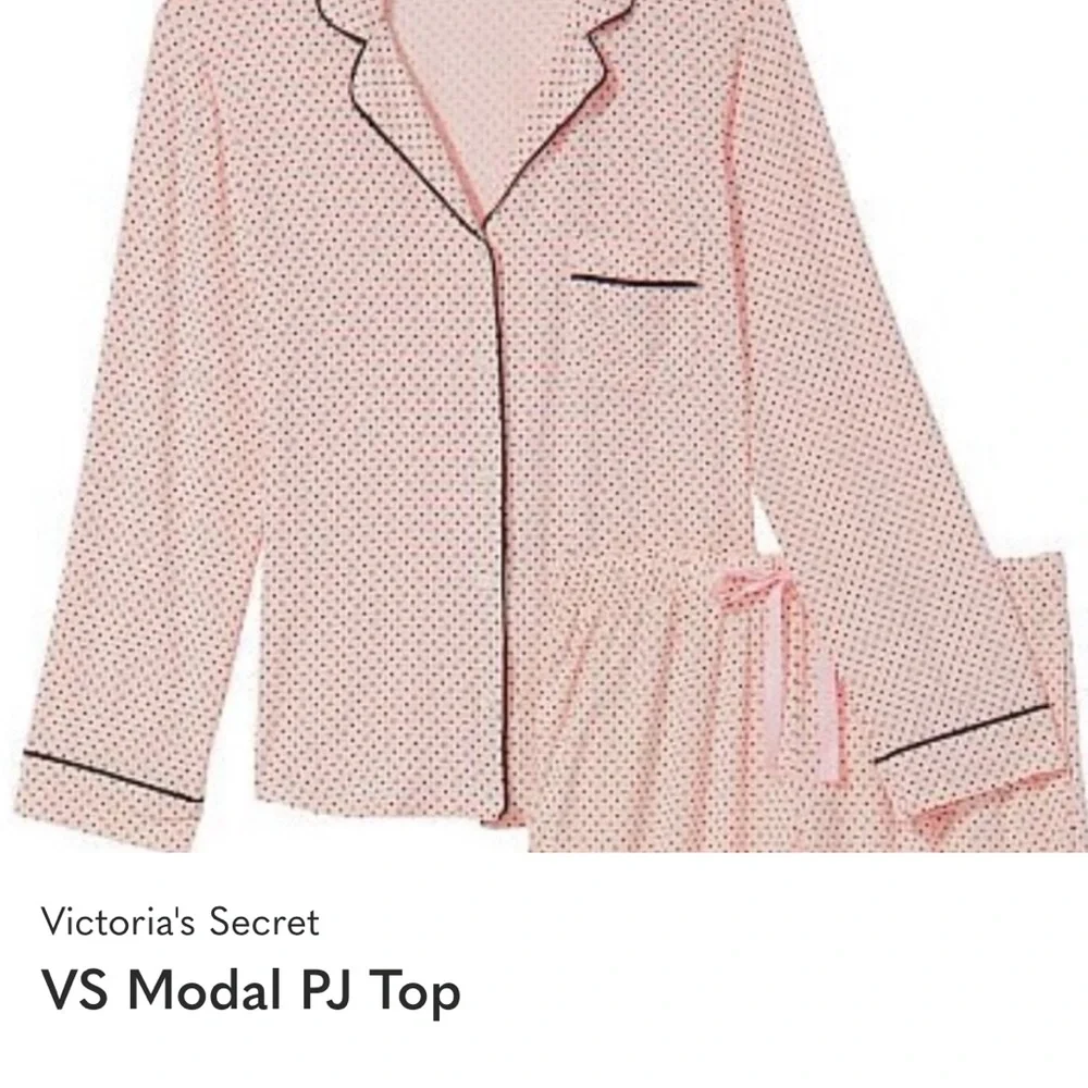 Victoria's Secret Pink Dot Modal Pajama Set with Black Piping